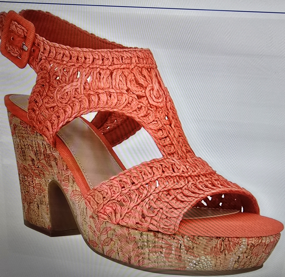 Orange Platform Heels with Laser-Cut Design and Memory Foam